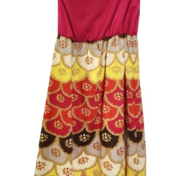 Anthropologie Judith March Fuchsia One Shoulder Floral Textured Dress - Picture 3 of 5